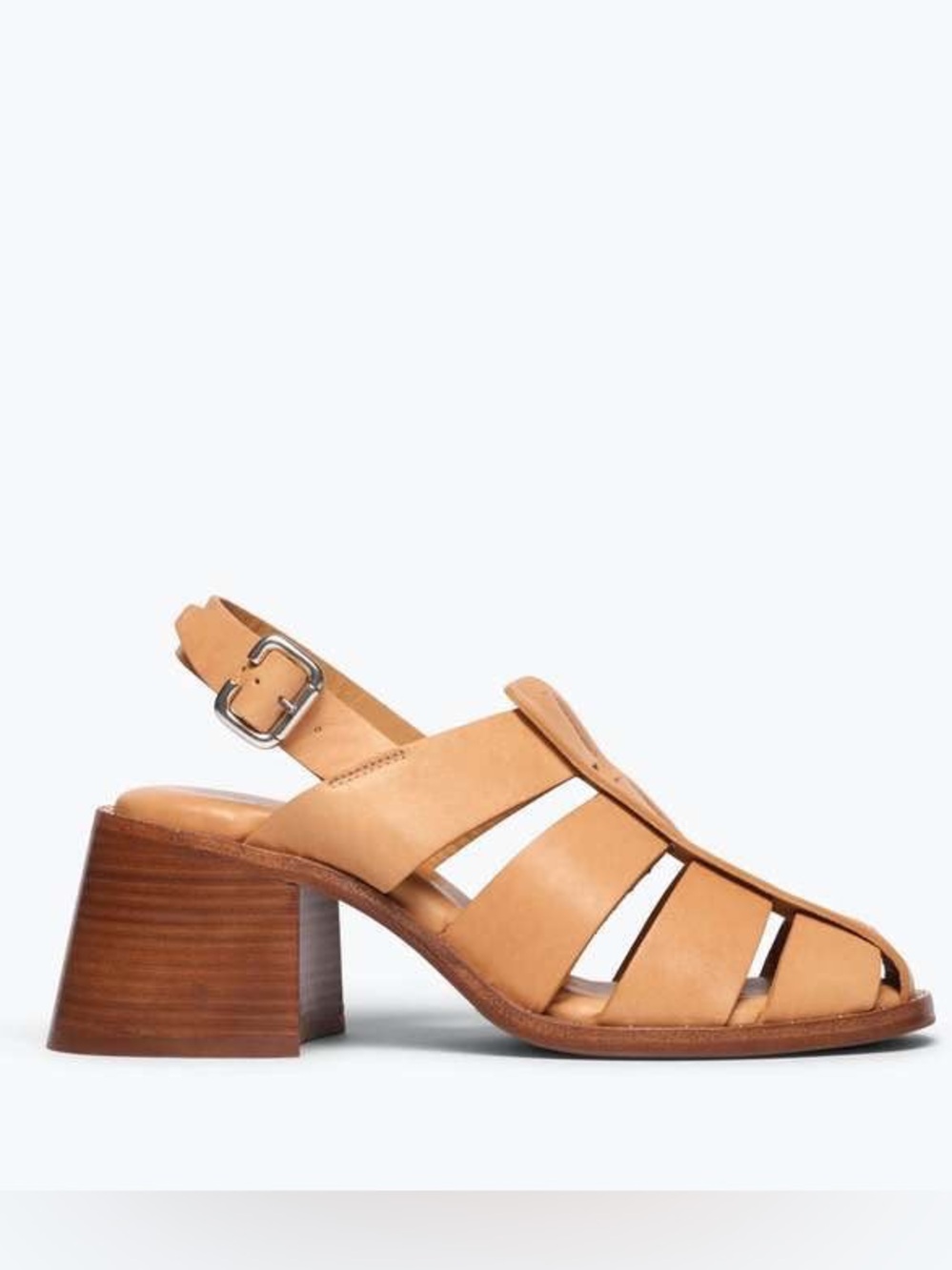 Freda Salvador Julieta Fisherman Block Heel Shoes Tan Leather Size 6